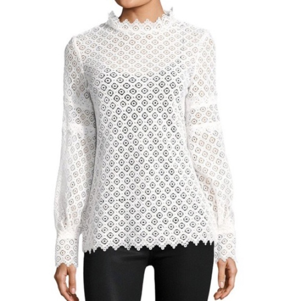 IRO
Lace Pattern Mock Neck Blouse
